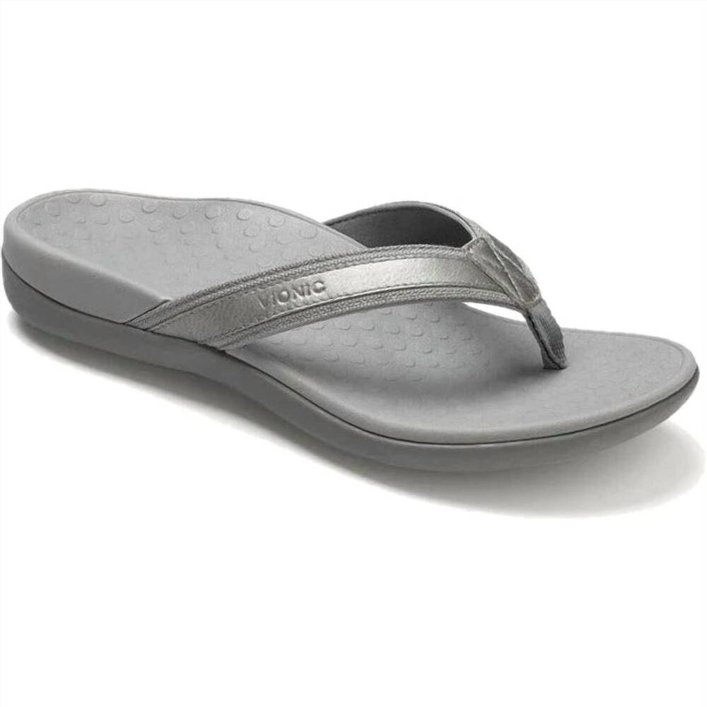 NEW VIONIC women's tide ii toe-post sandals in pewter metallic